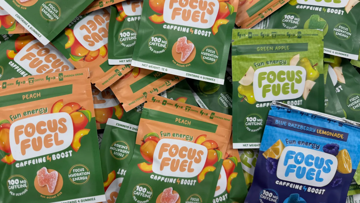 Packages of FocusFuel energy bites