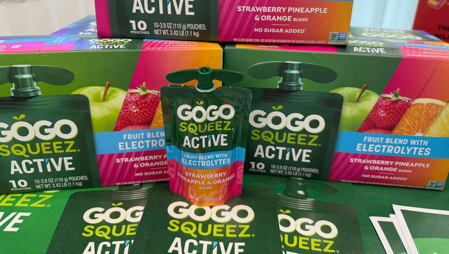 Packages of GoGo Squeez Active