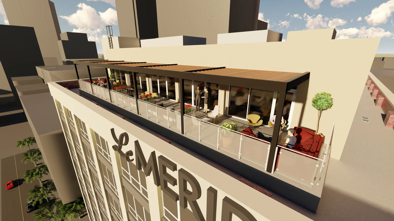 A rendering of the terrace at Le Meridien Fort Worth.