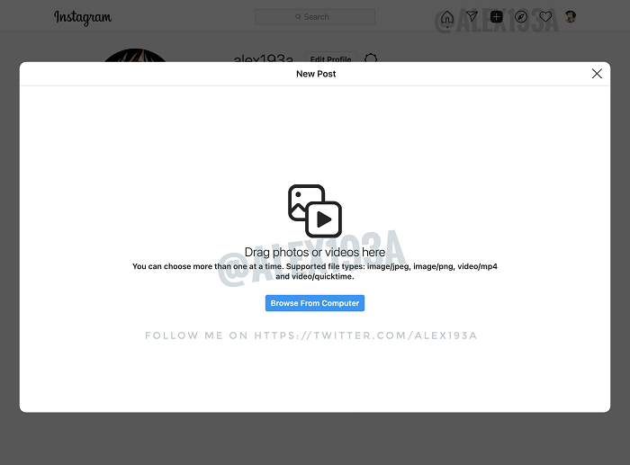 Instagram desktop upload