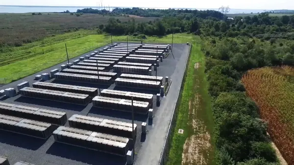 An industrial site with an array of containers.