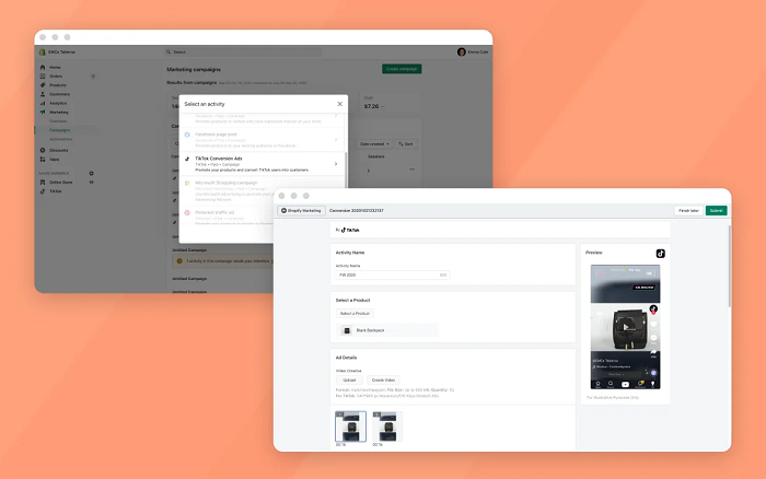 TikTok ad creation on Shopify