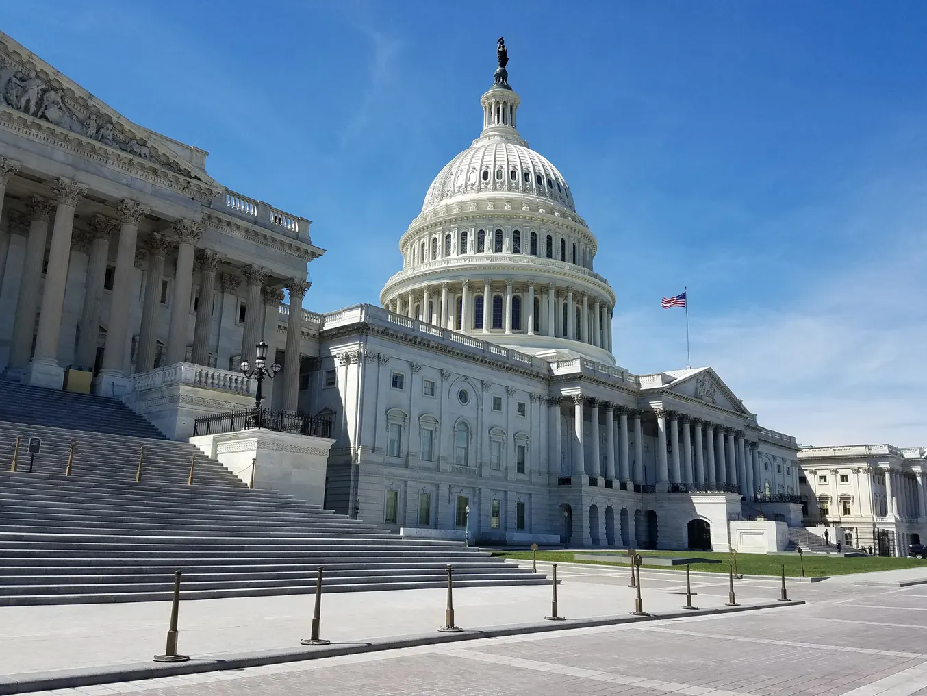 The Eastern facade of the United States Capitol Building, with the House of the Representative's stair.