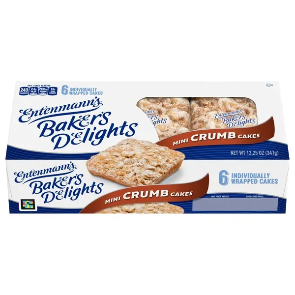 A box of Entenmann's Baker's Delights snack cakes.