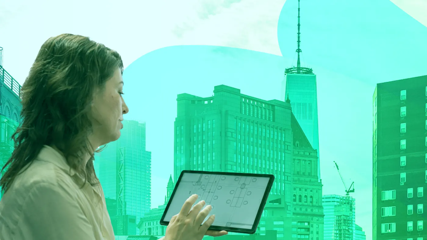 A woman looking at an iPad
