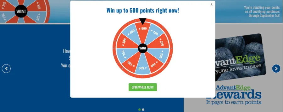 A spin-the-wheel game on a grocer's website.