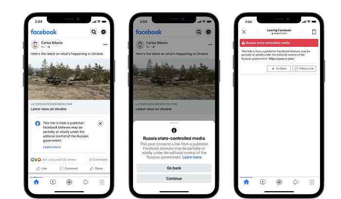 Facebook Russian account alerts