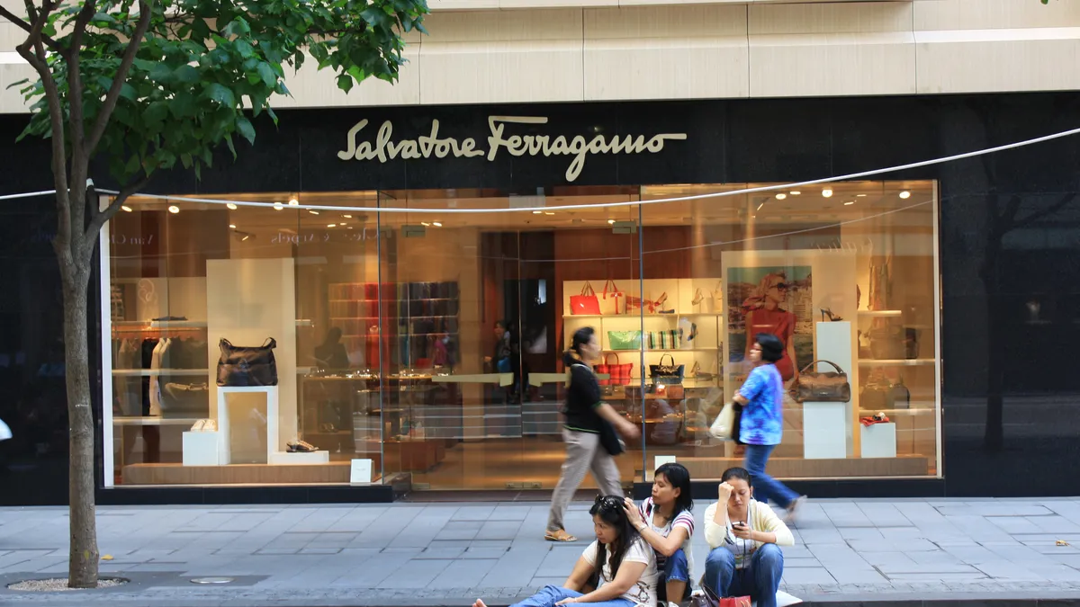 Outside of a Salvatore Ferragamo store.