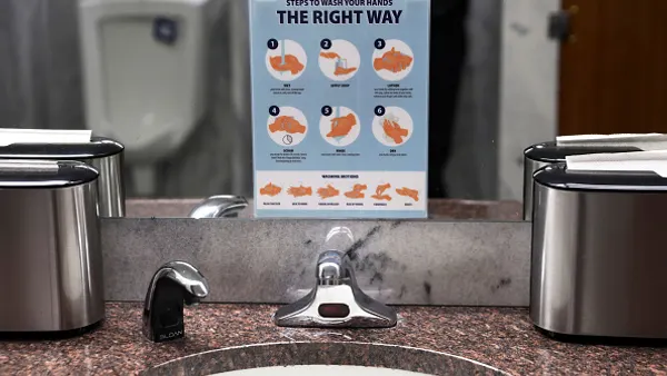 Handwashing sign in bathroom