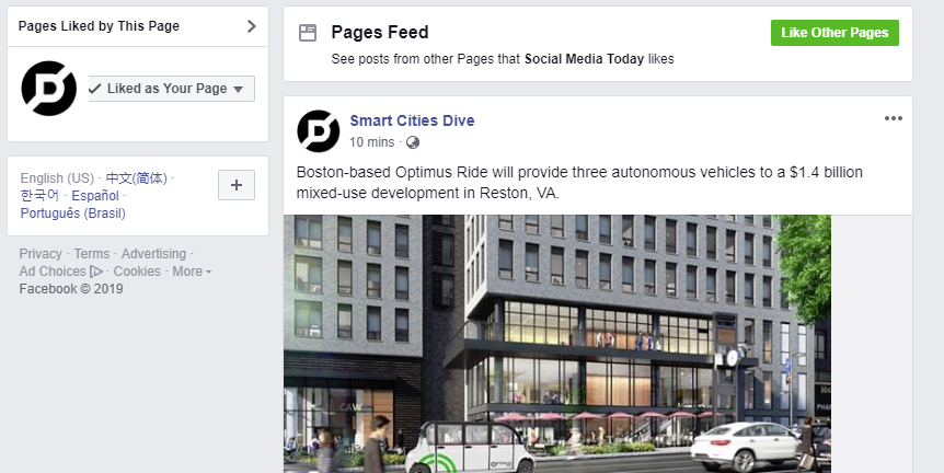 Social Media Today Pages feed