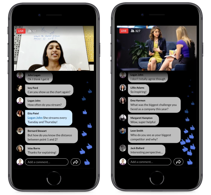 LinkedIn Live screenshots