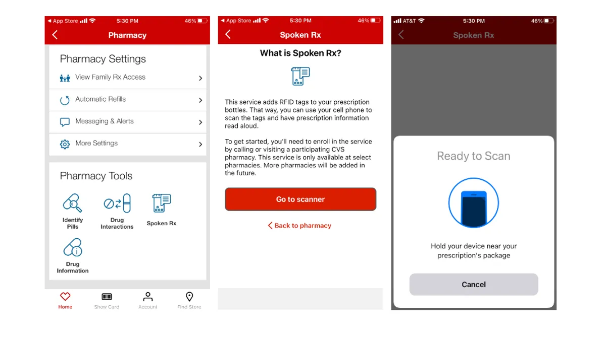 Spoken Rx feature on CVS Pharmacy app