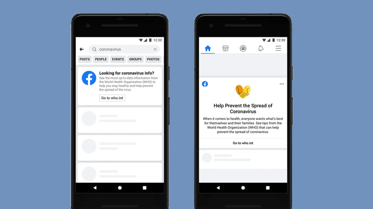 Facebook Coronavirus response