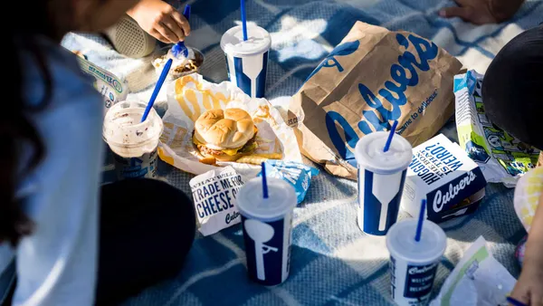 A display of food and drinks from a fast food joint.