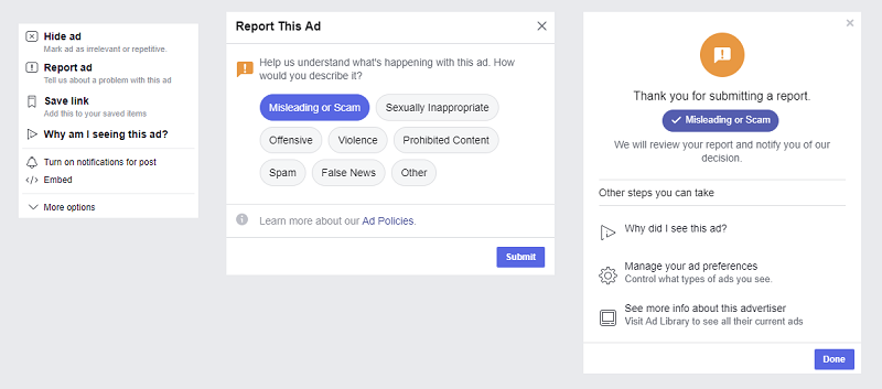 Facebook ad reporting flow