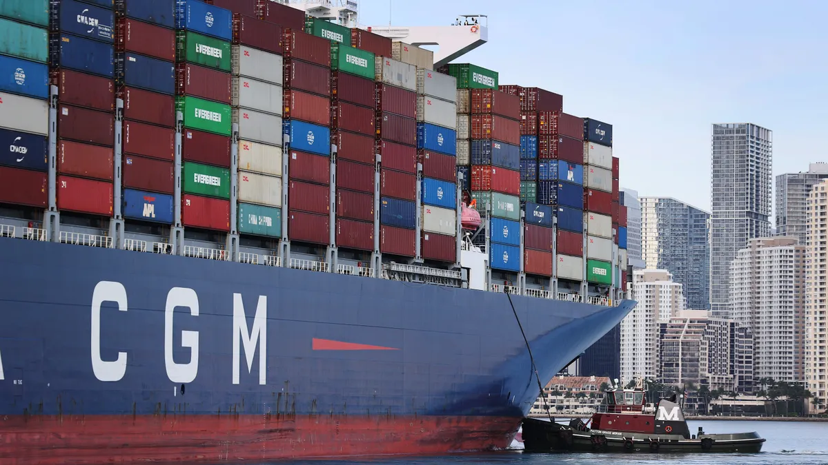 The CMA CGM Argentina container ship arrives at PortMiami.