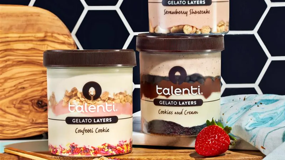 Jars of Talenti ice cream.