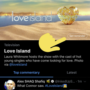 Twitter TV reminder buttons