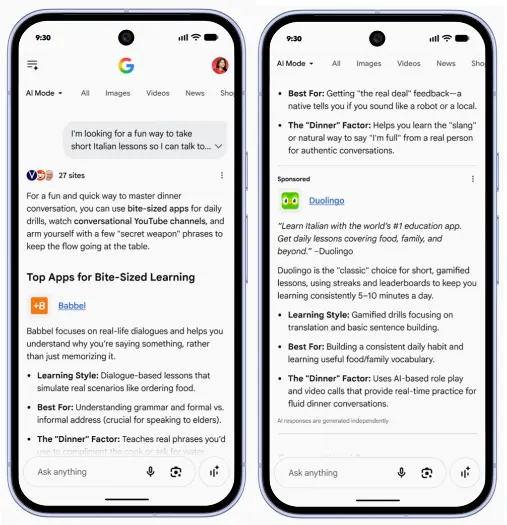 Google AI Mode ads