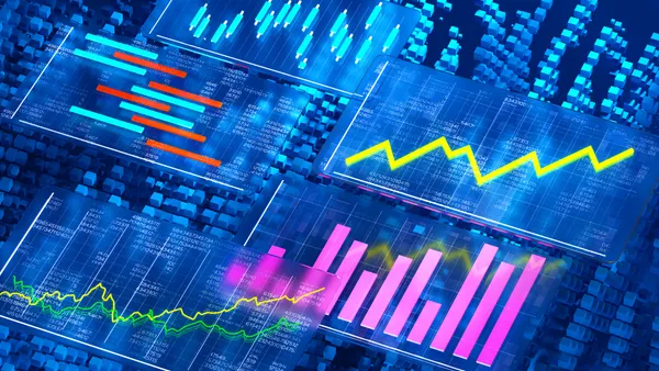 Digital Finance Evolution. Innovative Fintech Technology. Visualizing Financial Investment. Stock Market Trading Monitor