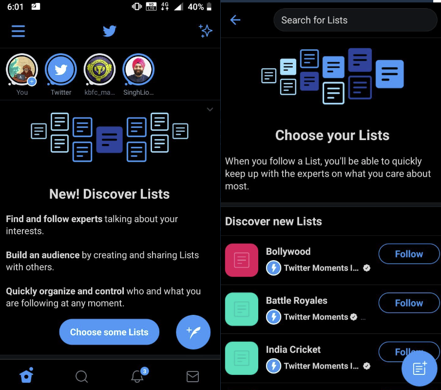 Twitter list discovery