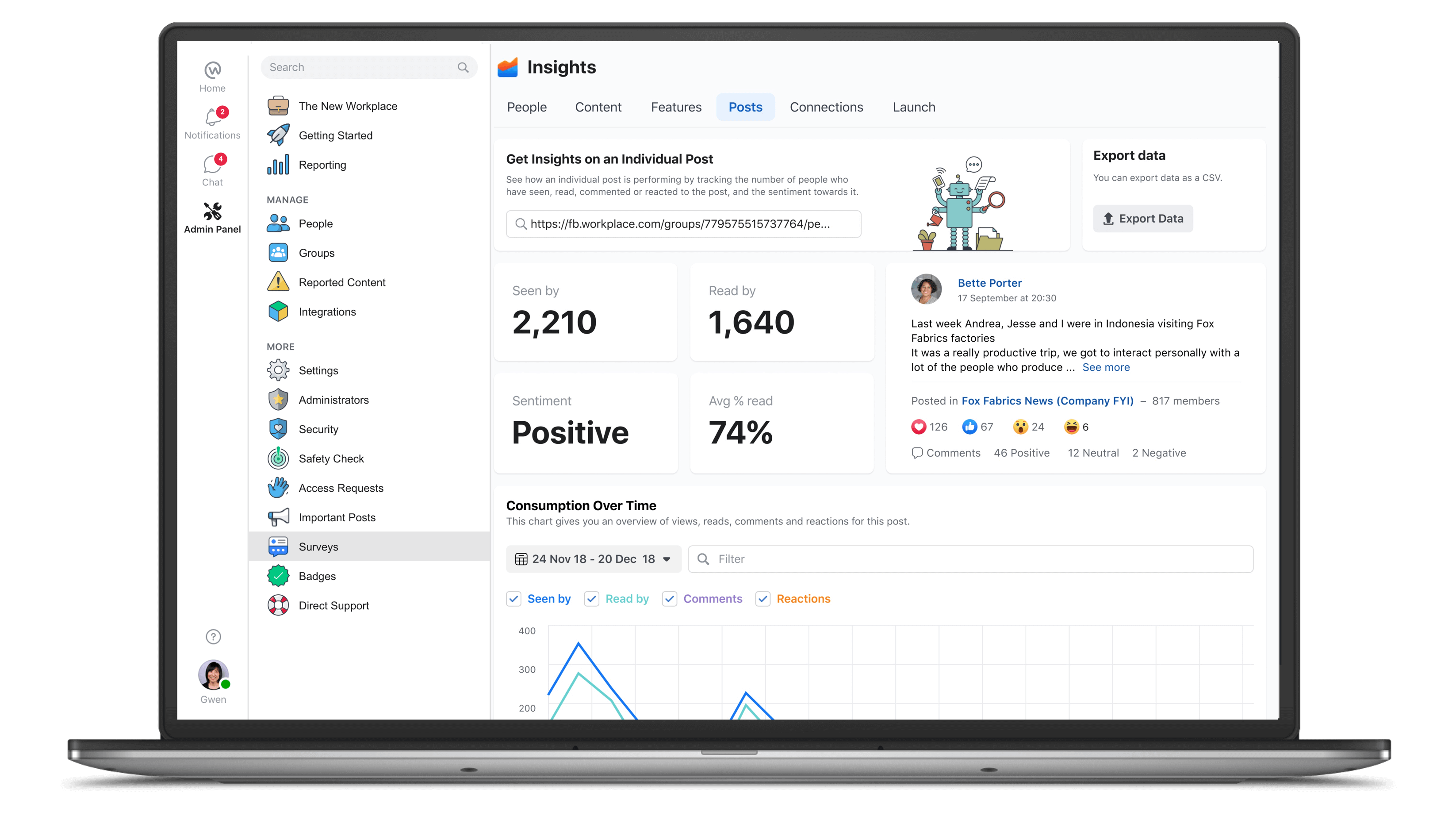 Facebook Workplace insights