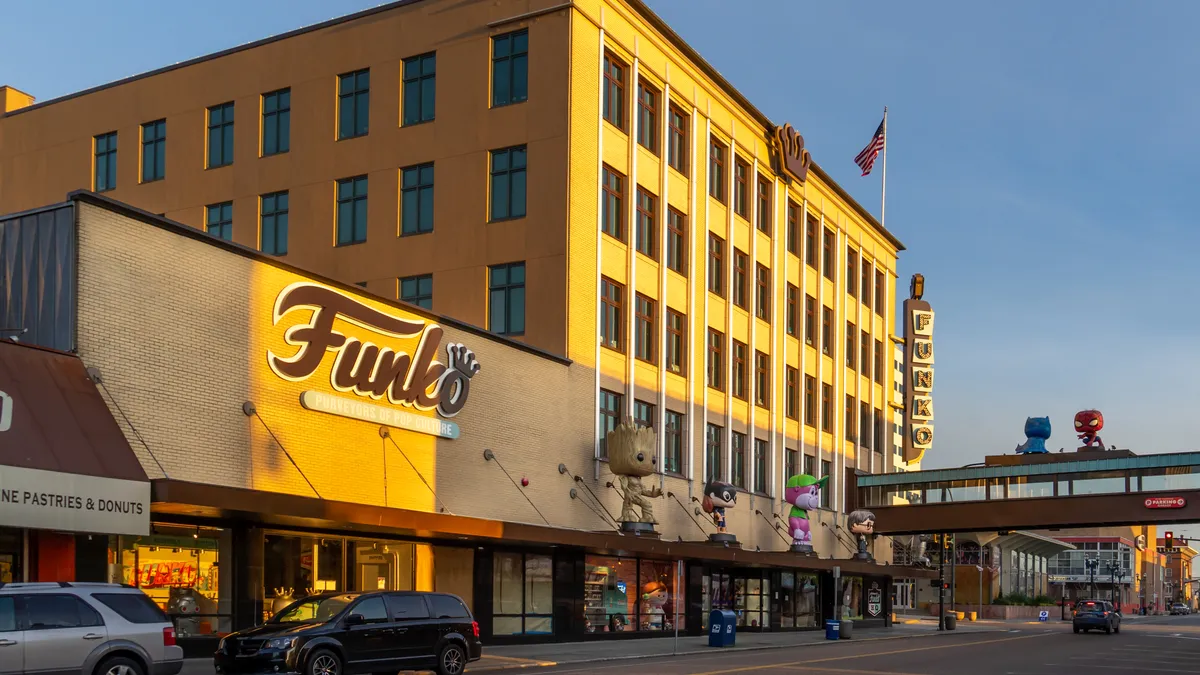 Funko's headquarters office in Everett, Washington at sunset