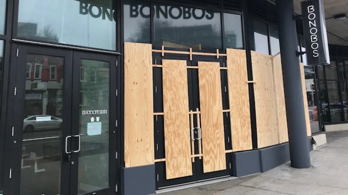 Bonobos' shuttered storefront.