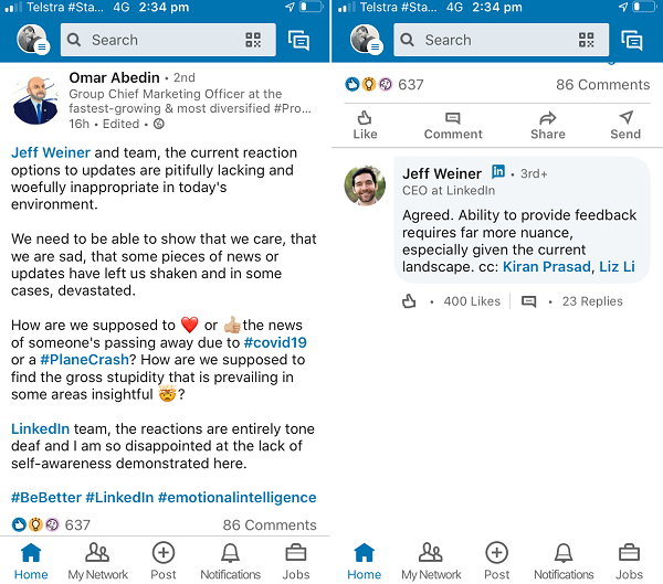 LinkedIn Reactions