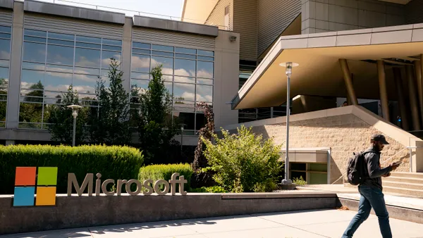 A sign is seen at the Microsoft headquarters on July 3, 2024 in Redmond, Washington.