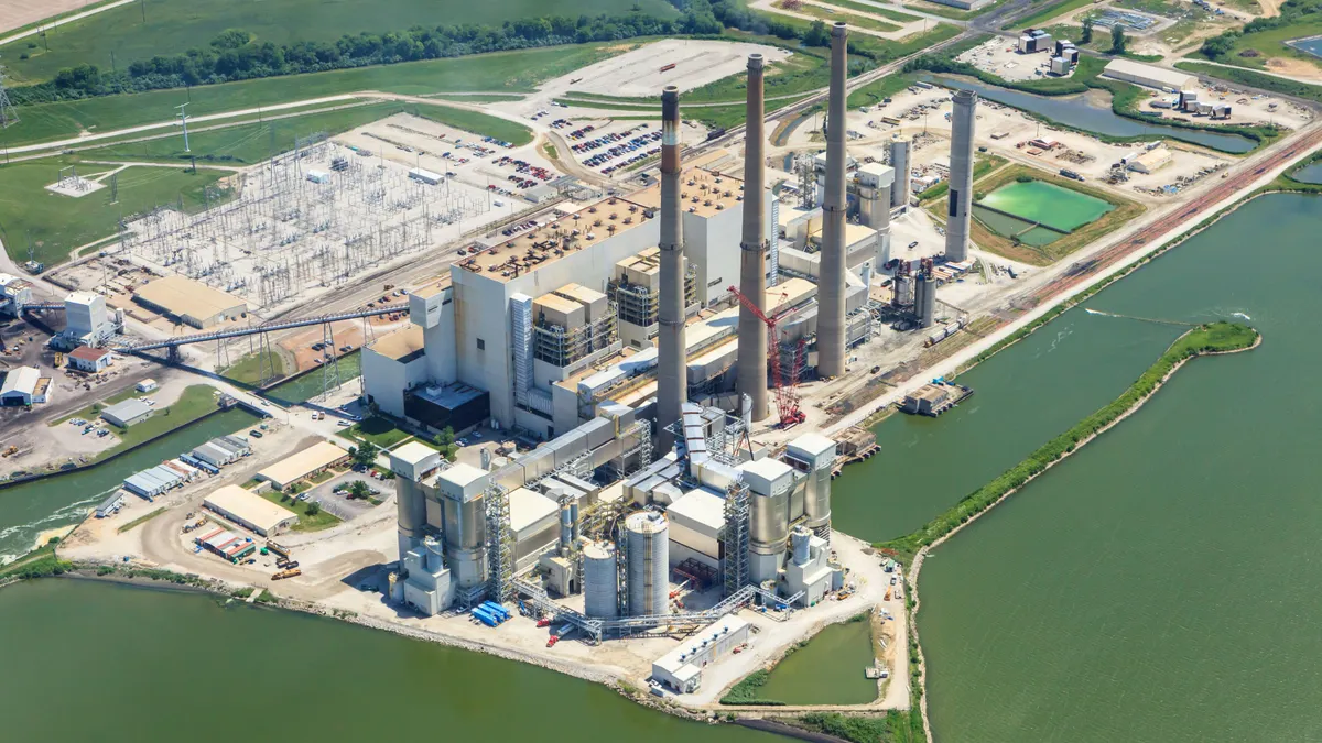 An aerial view of a power plant.