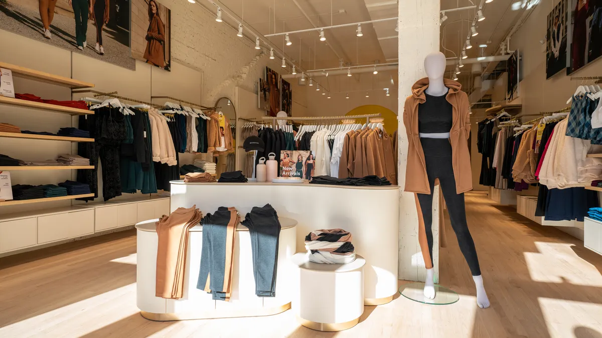 The interior of Beyond Yoga's Chicago store in the Fulton Market District.