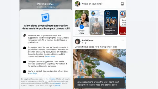 Facebook camera roll sharing