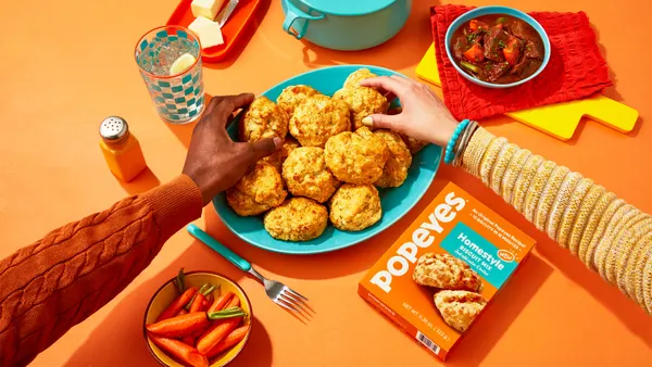 A box of Popeyes biscuits now being sold in retail