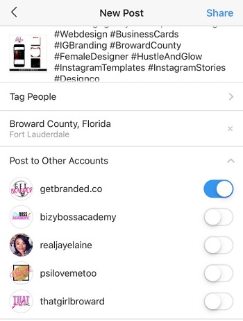 Instagram multi-profile posting