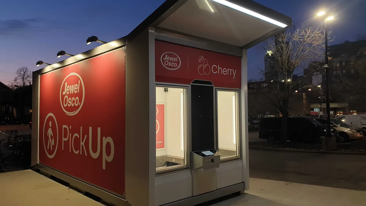 Cleveron pickup kiosk outside Jewel-Osco store