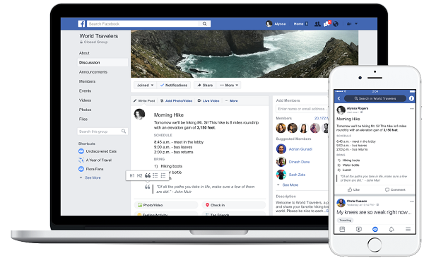 Facebook groups post formatting examples