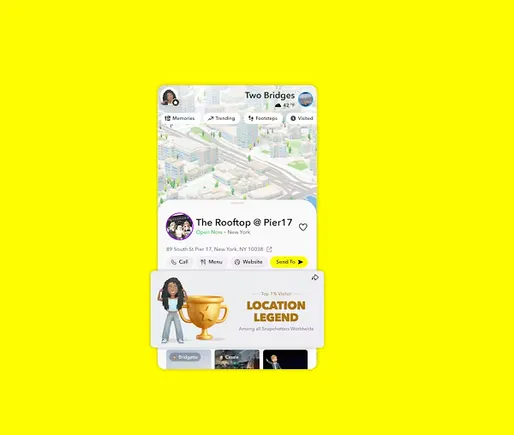 Snapchat Luncurkan Lencana Loyalitas untuk Lokasi di Snap Map, Bersaing Jadi Pengunjung Teratas