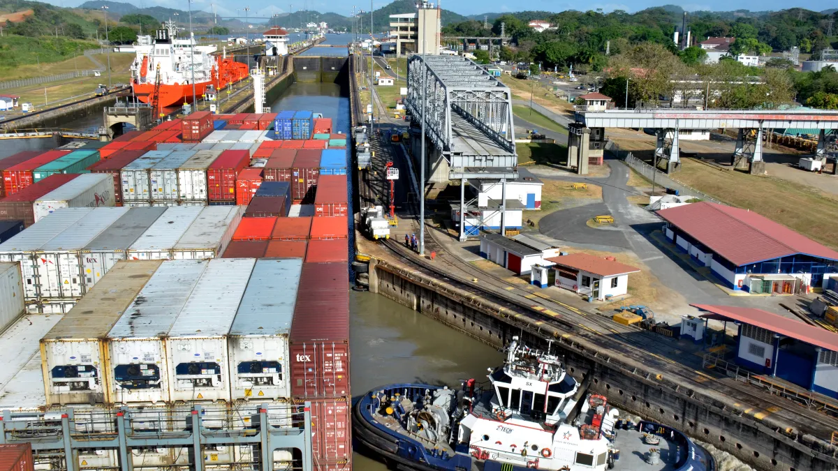 A view of the Miraflores locks at the Panama Canal on March 11, 2013.