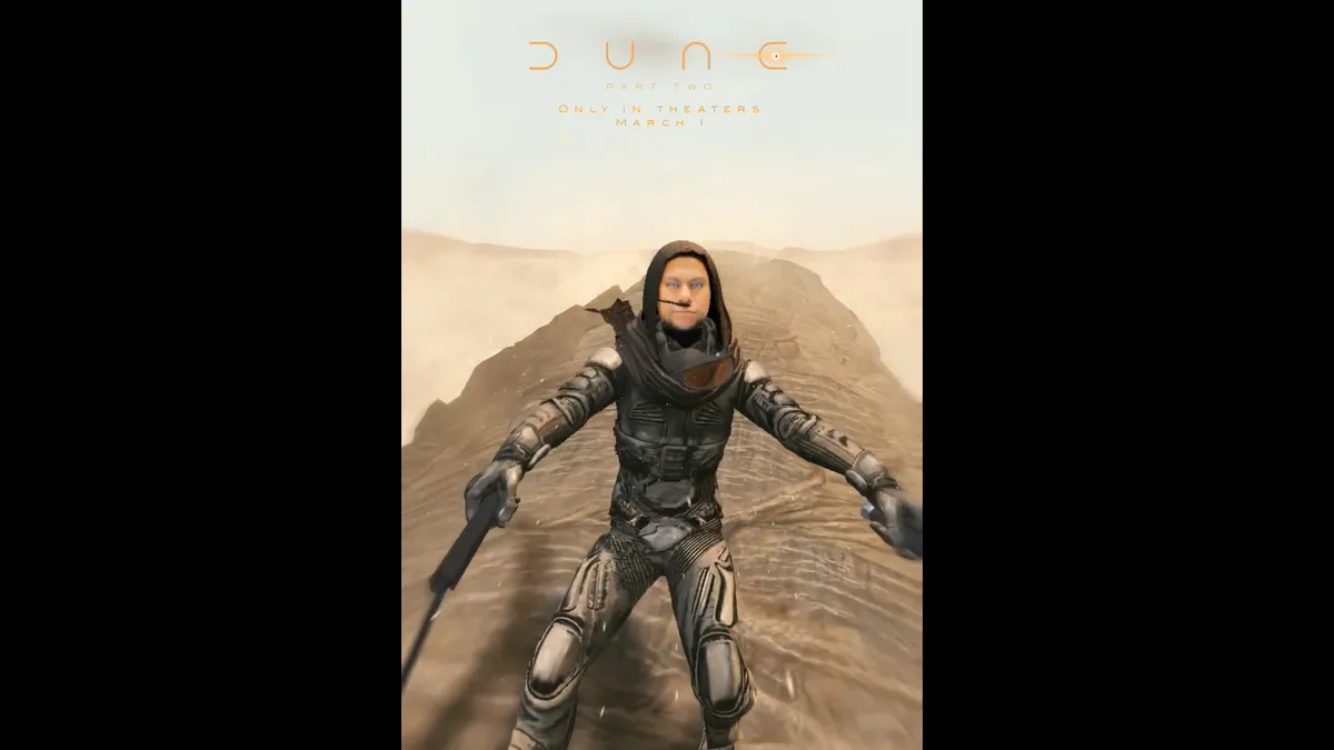 A Snapchat AR lens promoting the Warner Bros. film "Dune: Part Two"