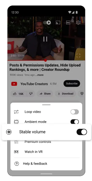 YouTube update