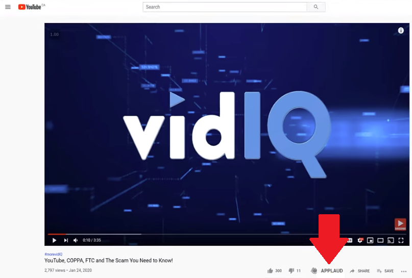 YouTube Applause example