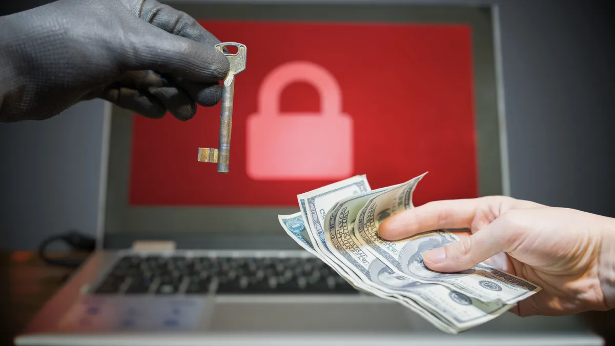 Ransomware virus has encrypted data. Attacker is offering key to unlock encrypted data for money.