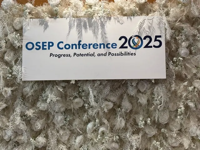 A sign reads "OSEP conference 2025 Progress, Potential and Possibilities"