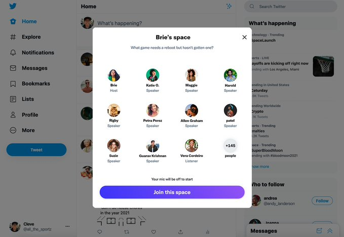 Twitter Spaces on web