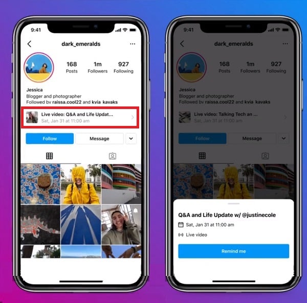Instagram scheduled live