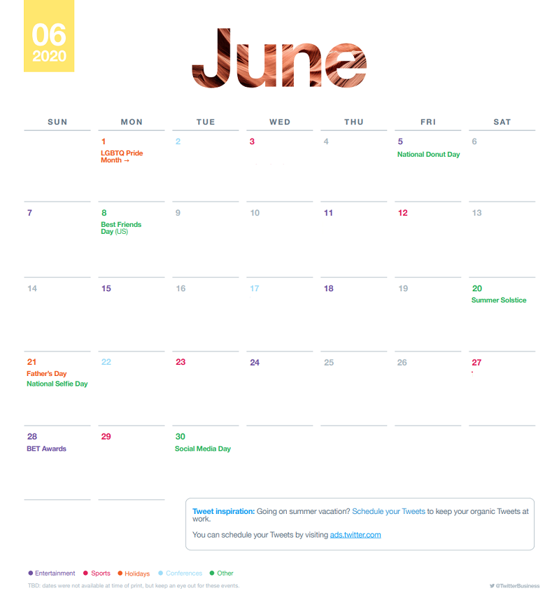 Twitter events calendar June 2020