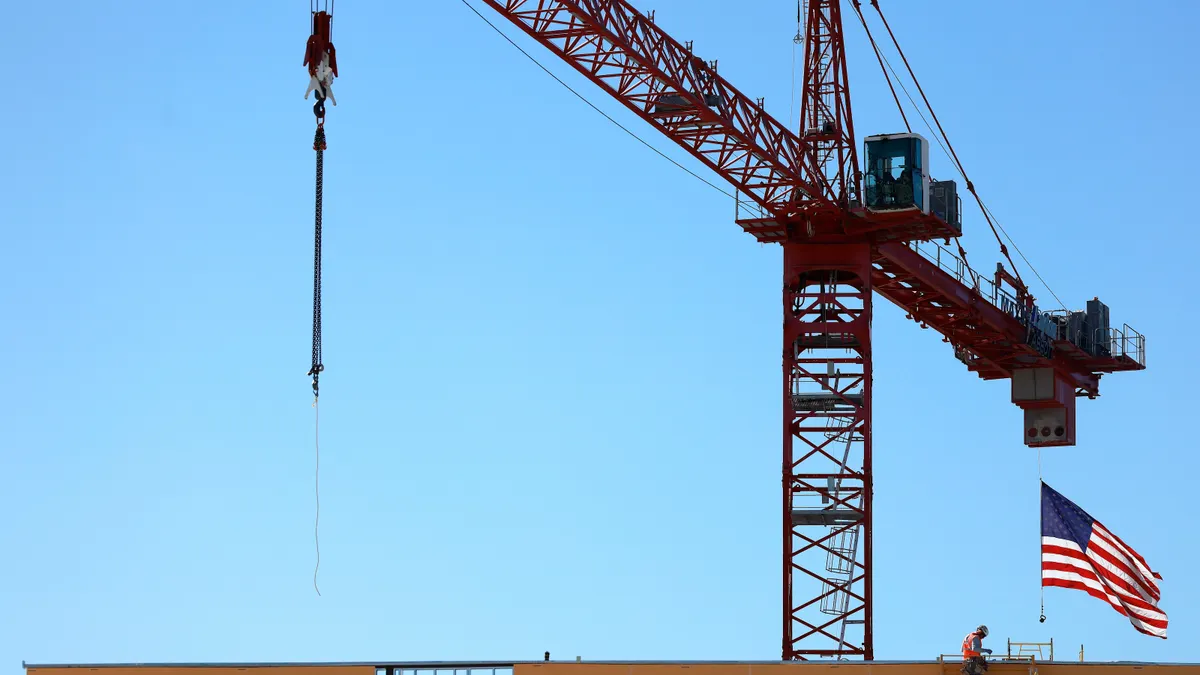 crane near a worker