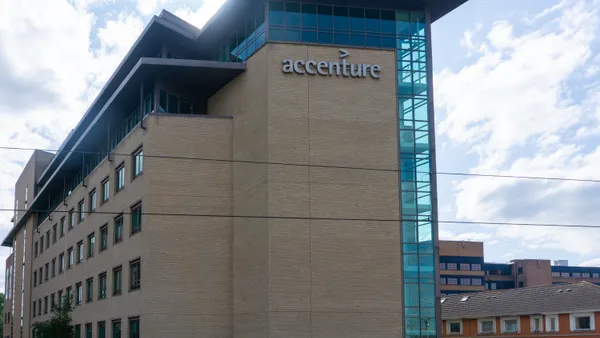 An office building with the logo of IT services firm Accenture is pictured in Dublin, Ireland.