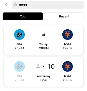 MLB scores on Threads
